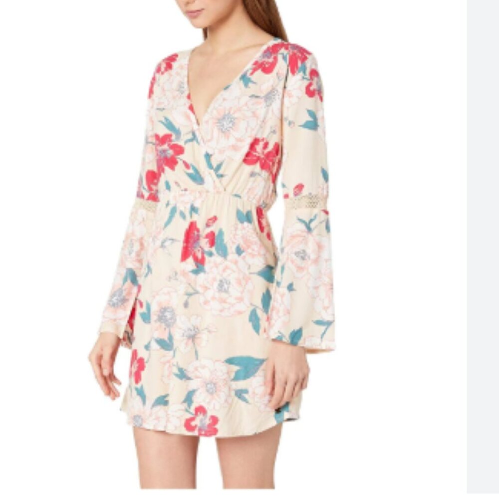 Roxy Crochet Heart Woven Dress Ivory Cream New Flowers (M)